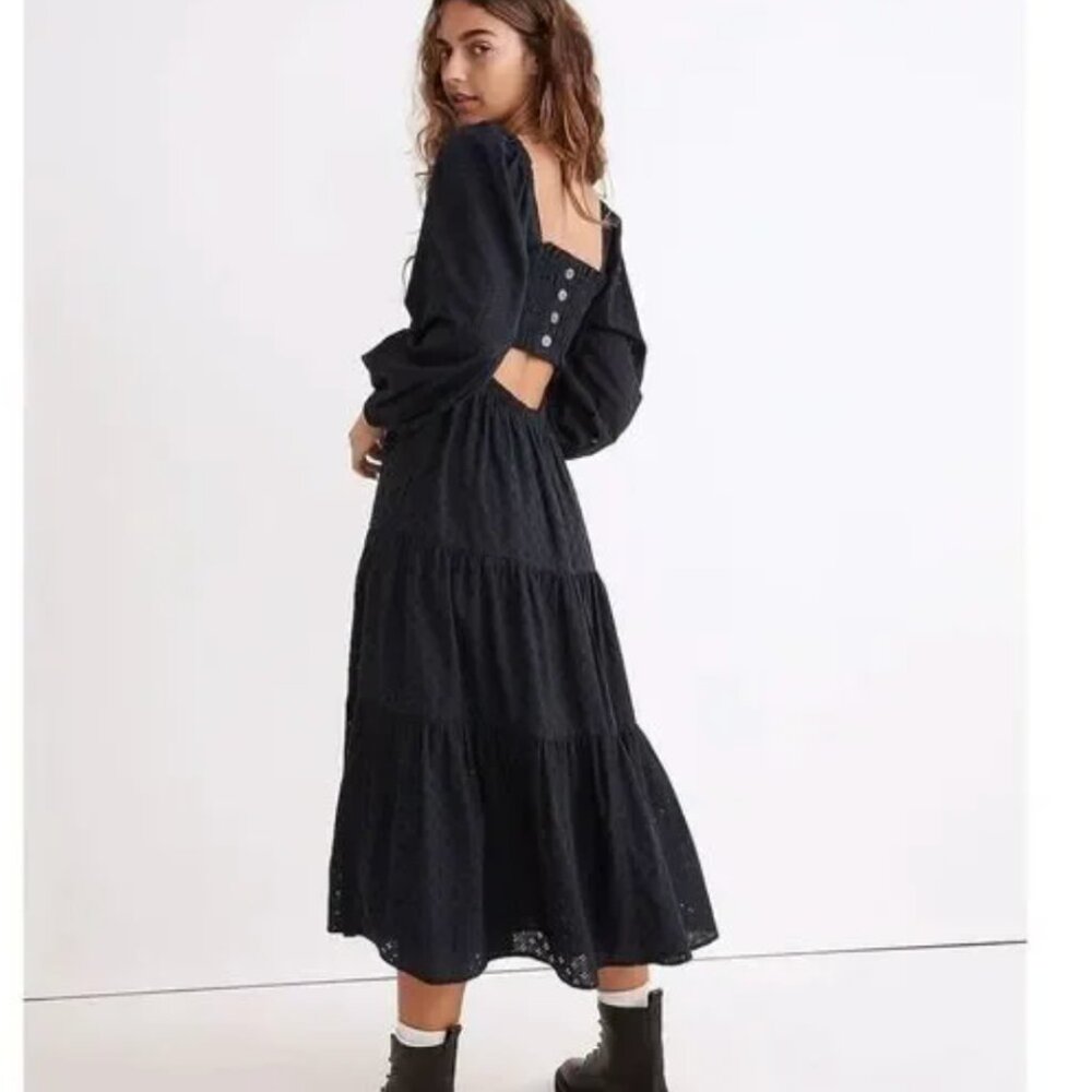 Madewell Lucie Cutout Back Midi Dress Small Indigo Navy Small